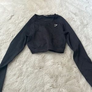 Gymshark Vital Seamless 2.0 Long Sleeve Crop Top size XS in Black Marl